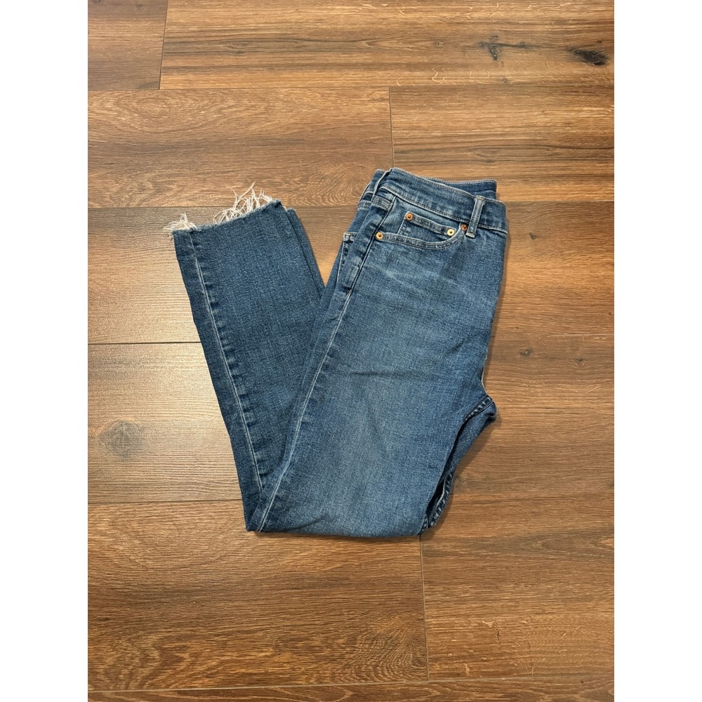 Gap Cigarette High Rise Jeans Medium Wash Raw Hem Size 27 4R